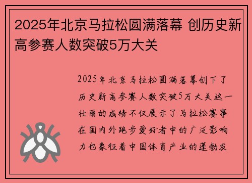 2025年北京马拉松圆满落幕 创历史新高参赛人数突破5万大关